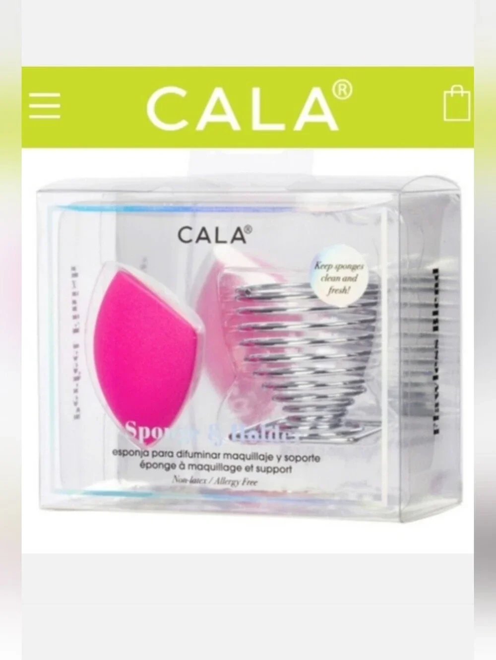CALA Hot Pink Pro Blender Makeup Sponge & Holder Stand Set NWT